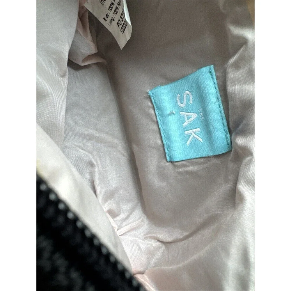 The Sak Black Knit Makeup Bag With Nylon Lining Sequin Accents